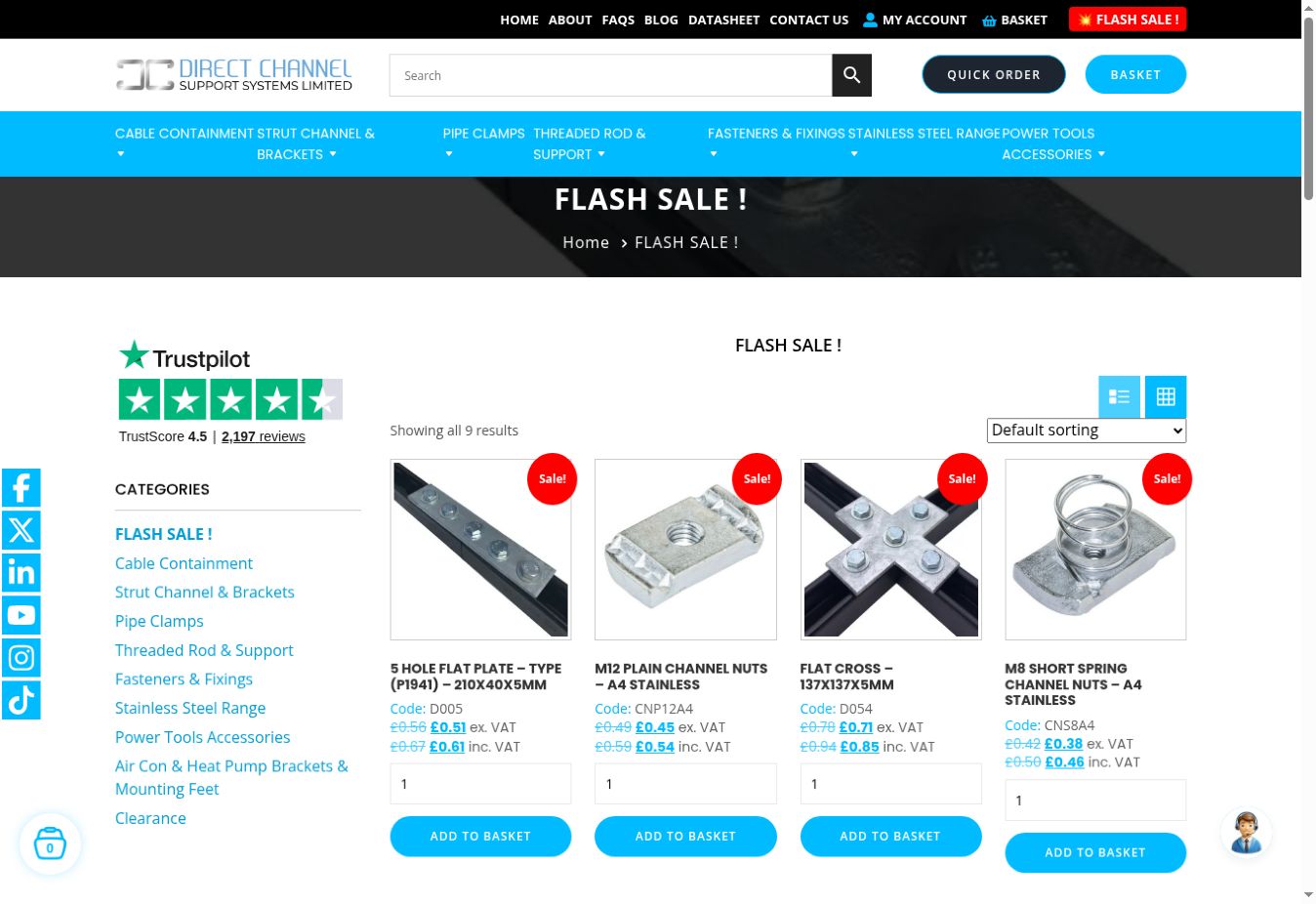 Direct Channel storefront showing a flash-sale promotion.